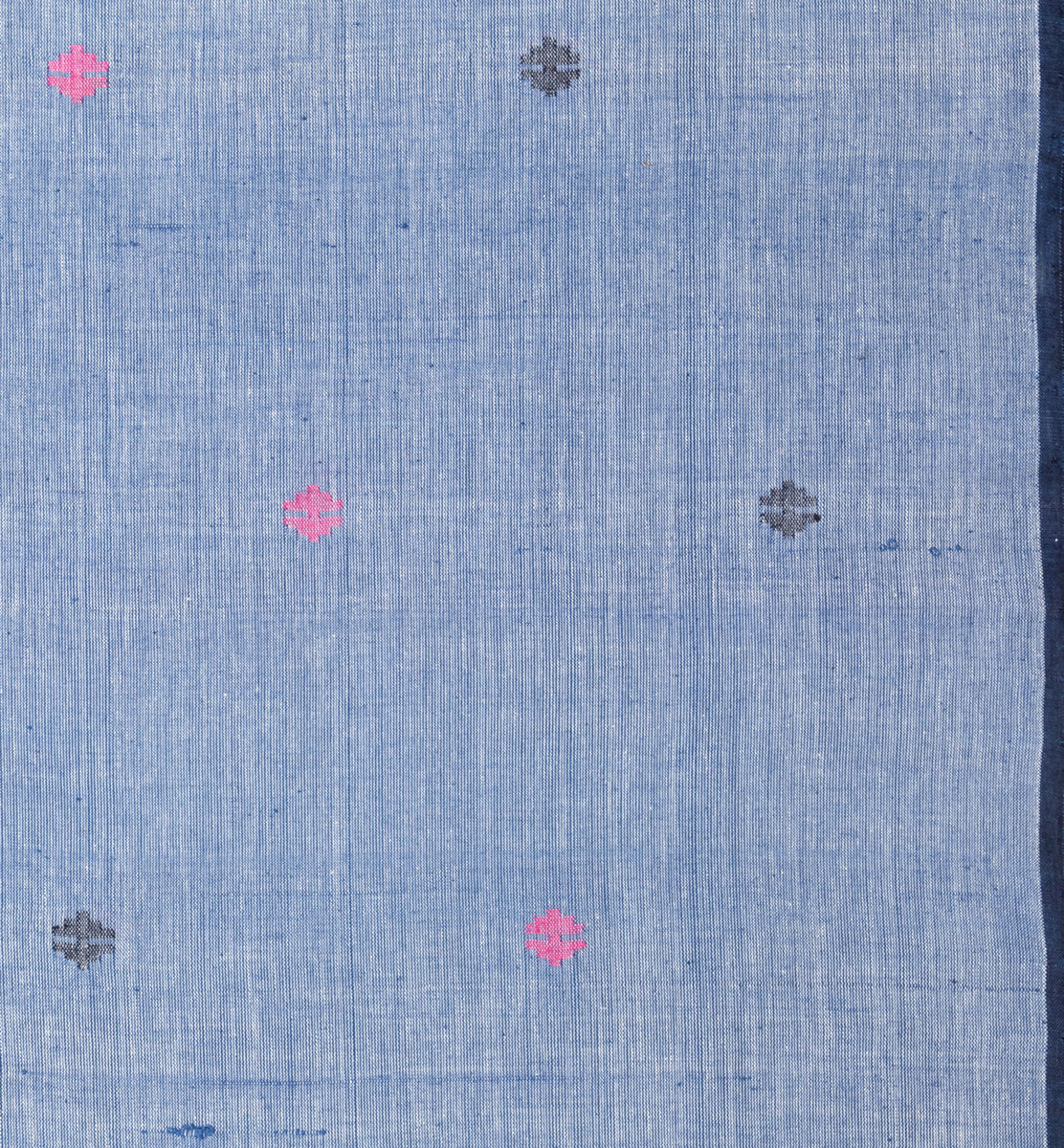 White - Handspun Handloom Natural Dyed Cotton Buti Srikakulam Jamdani Fabric 05