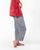 Chequered Cotton Handloom Paneled Pants - Blue & Kora