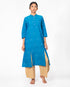 Collared Kurta with Panels - Blue