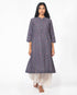 Collared Kurta with Panels - Charcoal