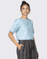 Jamdani Cropped Blouse - Blue