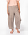 Chequered Cotton Paneled Pants - Beige