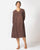 Cotton Handloom Dress with Pleats - Brown