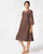 Cotton Handloom Dress with Pleats - Brown