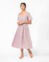 Dress with Front Tucks - Mini Checks in Maroon & Kora