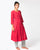 Handloom Cotton Pleated Gher Kurta - Red