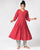 Handloom Cotton Pleated Gher Kurta - Red